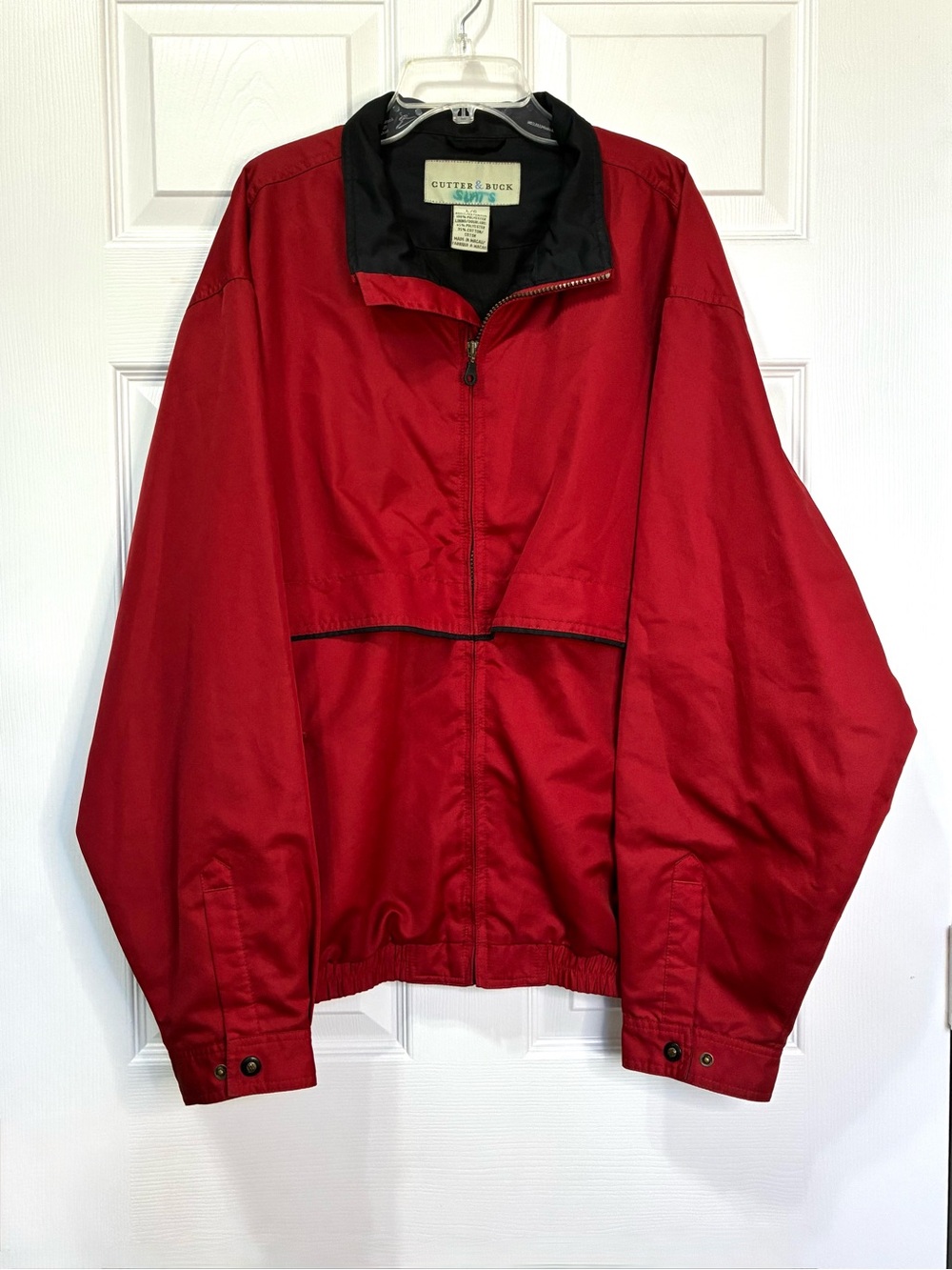 Cutter & Buck Coat Mens Xl Red Vinted Zip Pockets Elastic Waist Gorpcore Casual